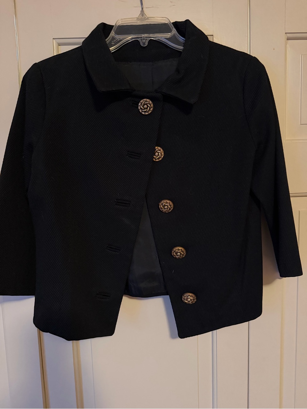 Classic 1960s Black Crop Jacket with Decorative Buttons